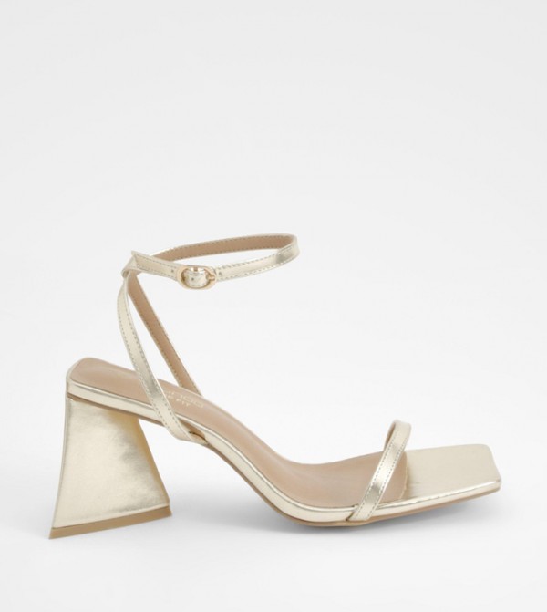 Wide Fit Metallic Flared Heel Barely There Sandals