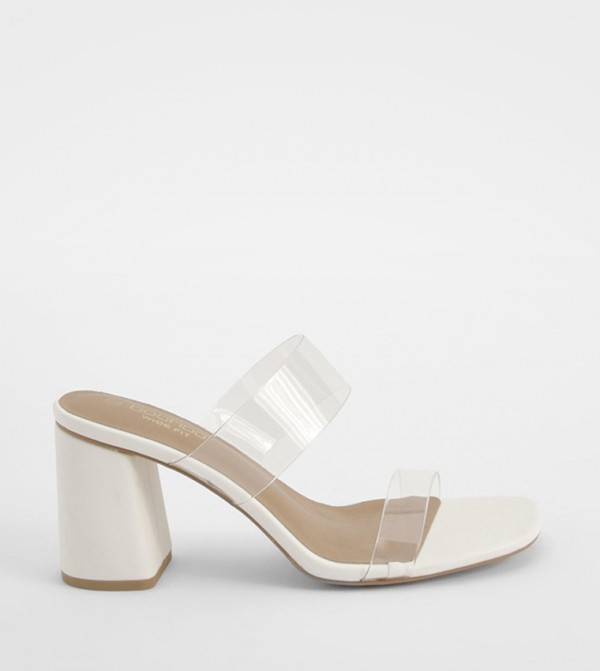 Wide Fit Clear Double Strap Block Heel Sandals