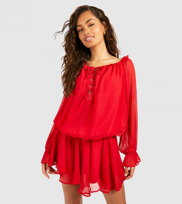 Blouson Chiffon Mini Dress