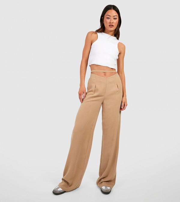 Tall Hammered Woven Pleated Wide Leg Trousers