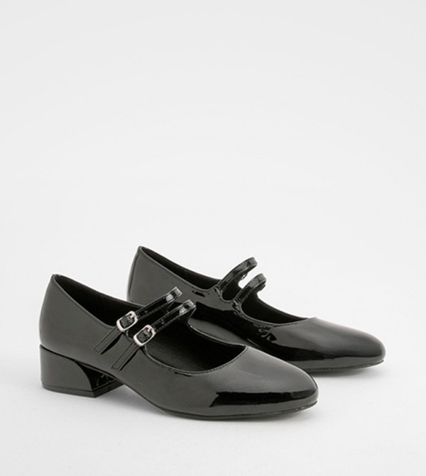 Wide Fit Patent Double Strap Mary Janes