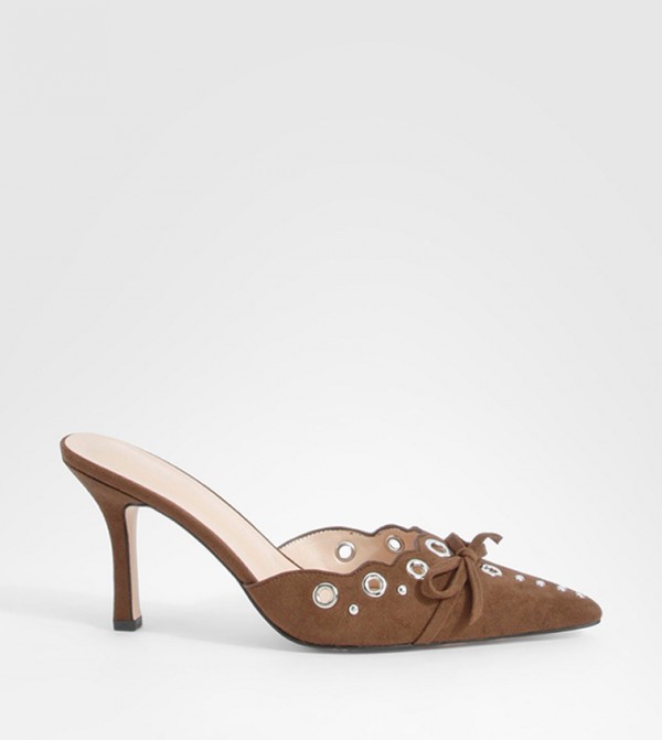 Suede mules heels hot sale