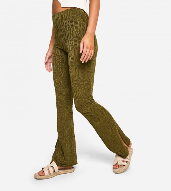 Wave Plisse Flared Trousers
