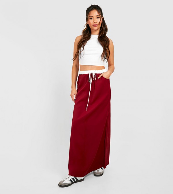 Waistband Detail Maxi Skirt