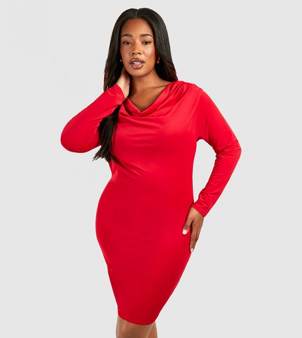 Cowl Neck Slinky Mini Dress