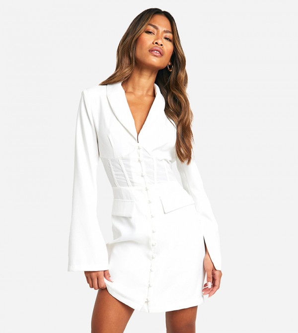 White fitted blazer dress outlet