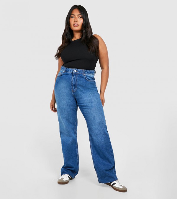 Curve Acid Wash Cropped Straight Fit Jeans