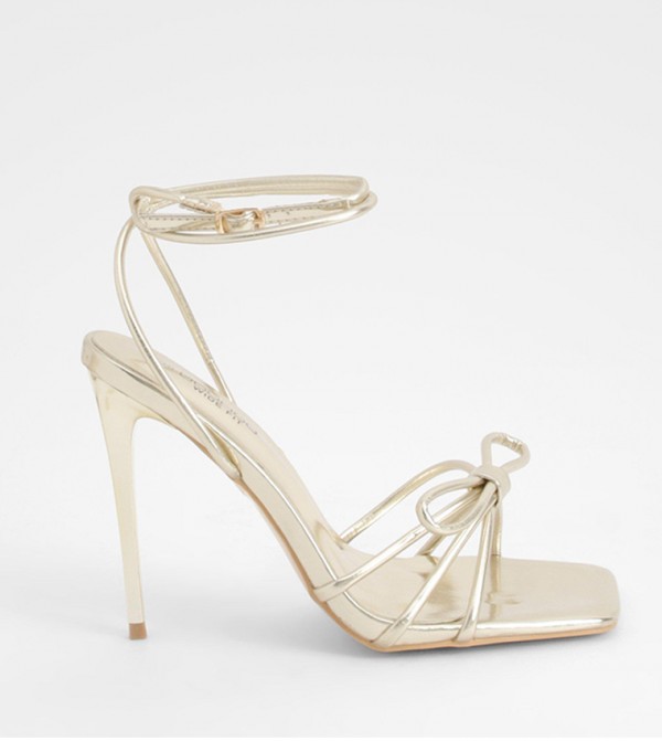 Bow Detail Ankle Strap Stiletto Heel Sandals