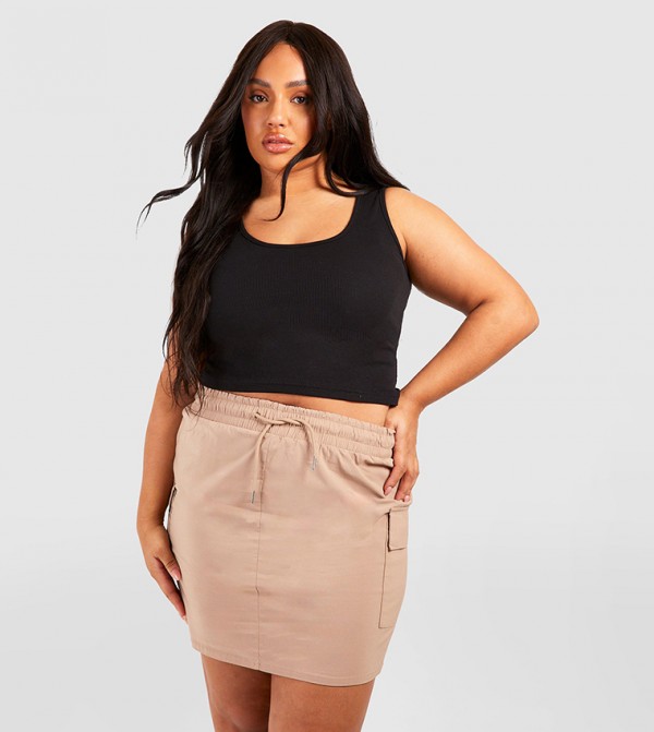 Curve Drawstring Cargo Mini Skirt