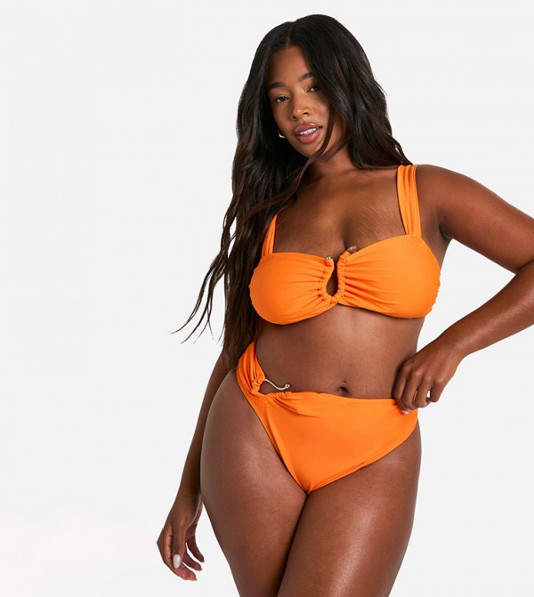 Buy Boohoo Curve Bead Trim High Waist Bikini Set In Orange 6thStreet UAE