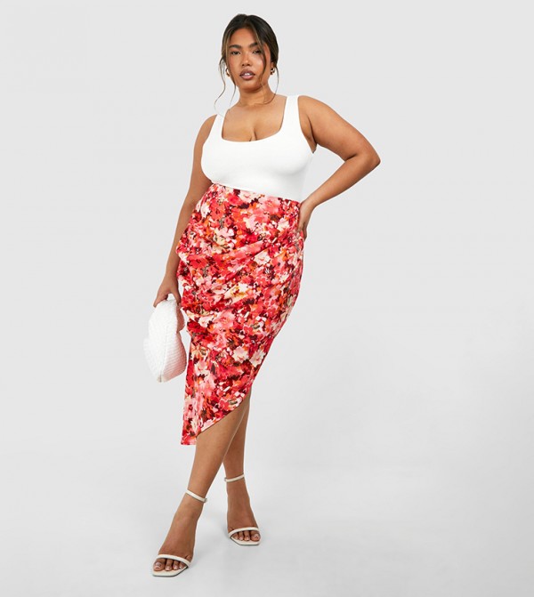 Floral skirt plus size best sale