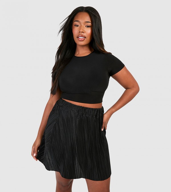 Black pleated skirt curve best sale