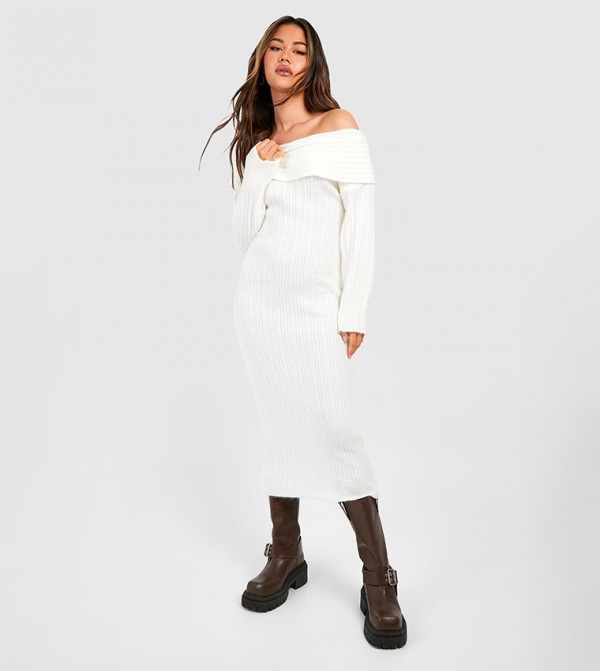 Off Shoulder Jumper Dress