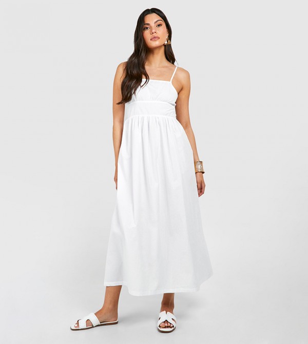 Tie Back Poplin Midaxi Dress