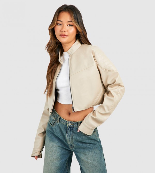 Cropped Moto Bomber Jacket