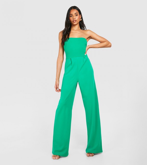 Boohoo Maternity Rib Belted Sleeveless Lounge Jumpsuit in Green