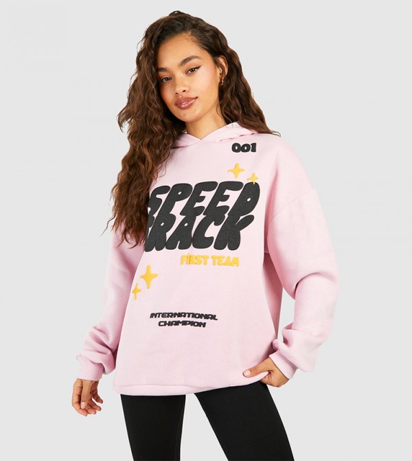 Speed Track Printed Oversized Hoodie