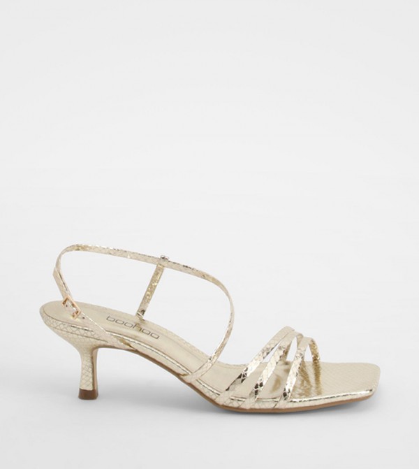 Metallic Asymmetric Strappy Heel Sandals