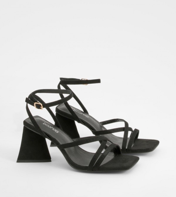 Crossover Flared Heel Sandals