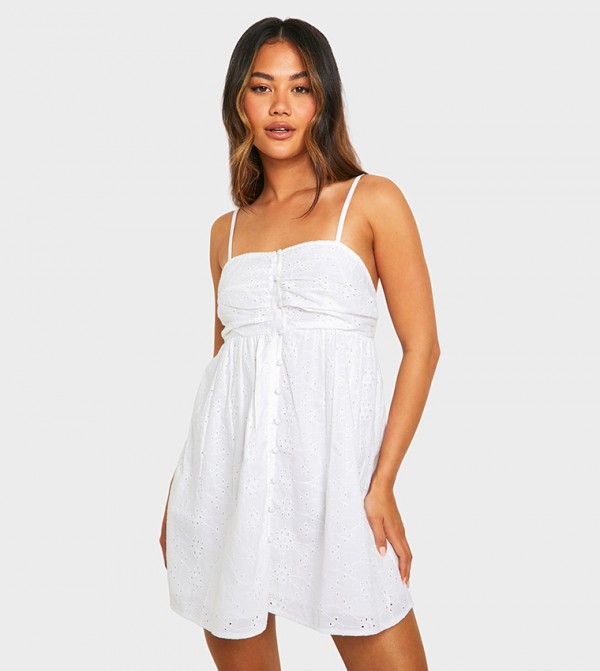 Broderie Button Down Mini Dress