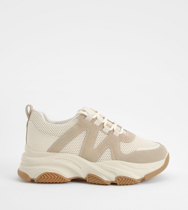 Buy Boohoo Chunky Knitted Contrast Panel Sneakers In Beige 6thStreet UAE