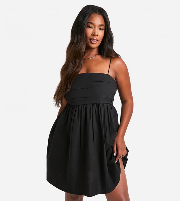 Curve Cotton Poplin Ruched Skater Dress