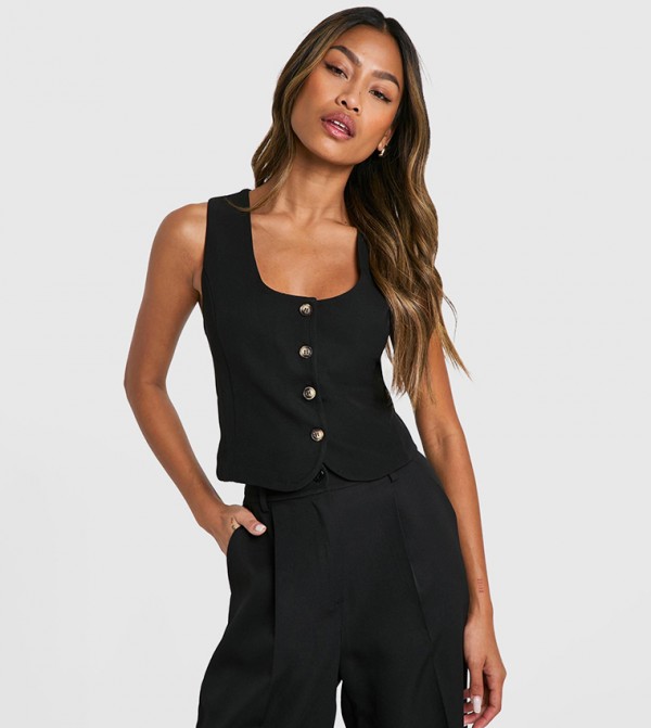 Square Neck Crop Waistcoat