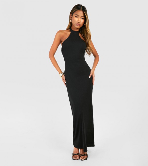 Ribbed Halterneck Maxi Dress