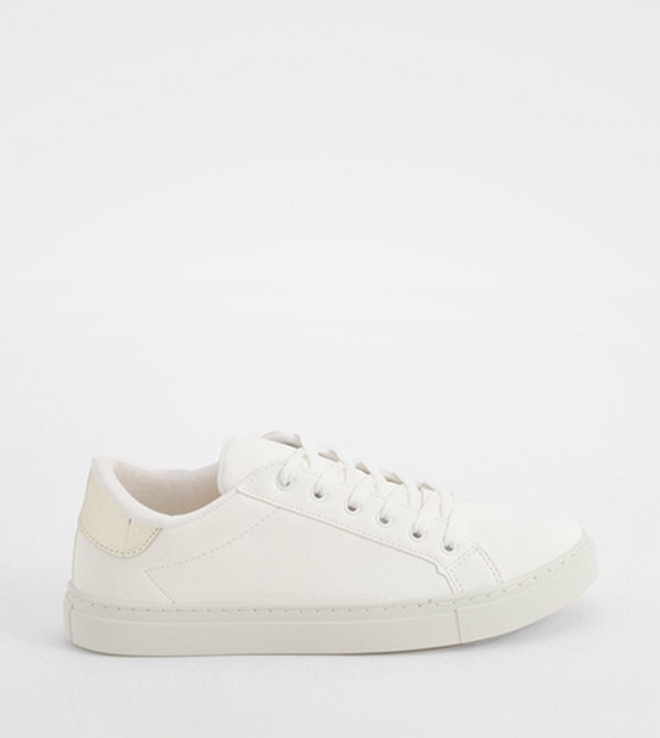 Buy Boohoo Croc Panel Lace Up Sneakers In White | 6thStreet UAE
