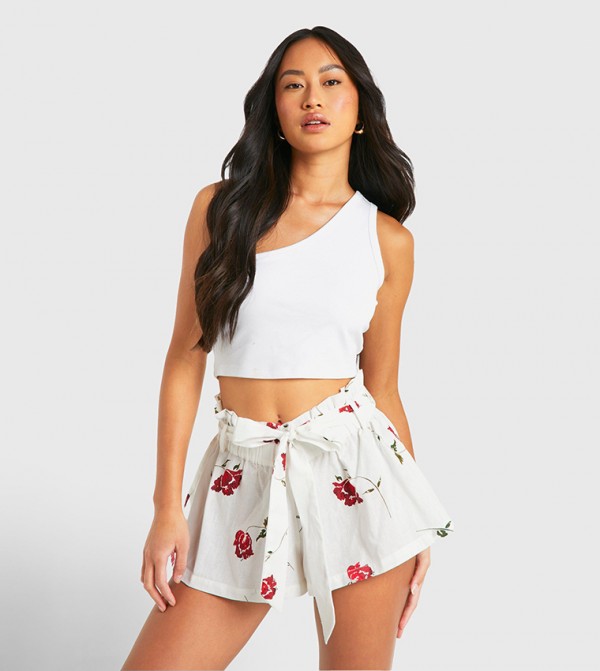 Floral Print Belted Mini Skirt
