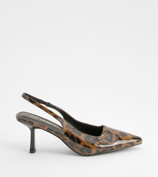 Leopard Print Low Stiletto Slingback Pumps