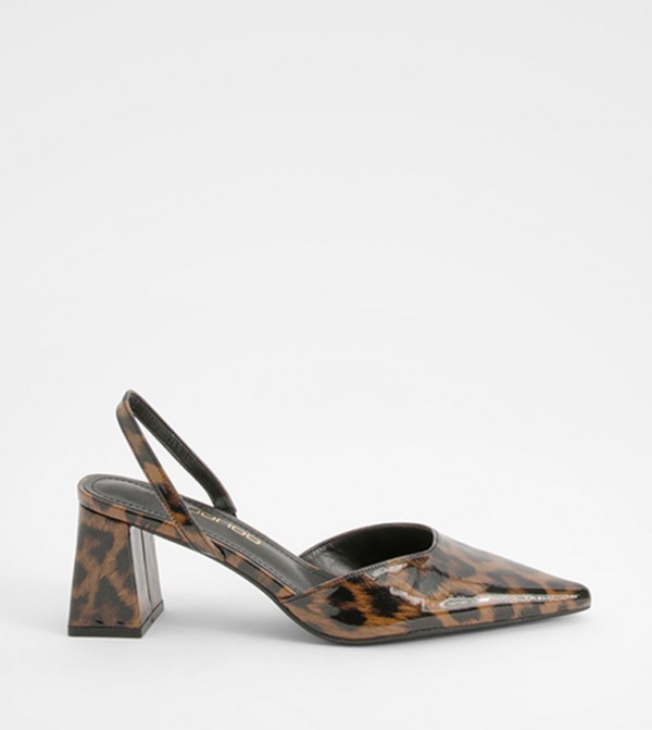 Wide Fit Leopard Print Block Heel Pumps