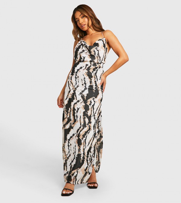 Petite Abstract Chiffon Maxi Dress