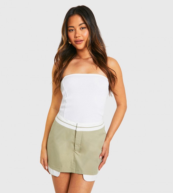 Contrast Waist Tailored Skort