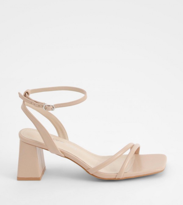 Wide Fit Asymmetric 2 Part Block Heel Sandals