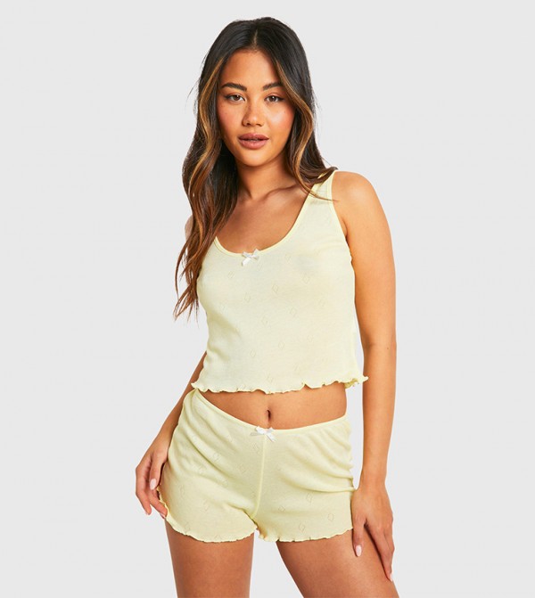 Pointelle Bow Detail Sleep Top