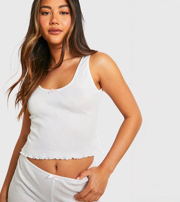 Pointelle Bow Detail Sleep Top