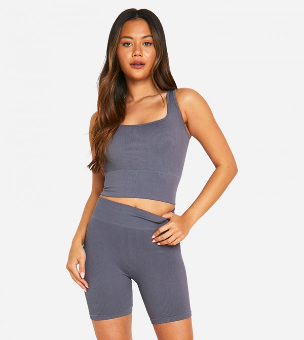 Seamless Contour Ribbed Square Neck Crop Top