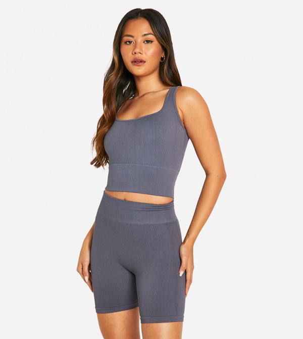 Seamless Contour Ribbed Cycling Shorts