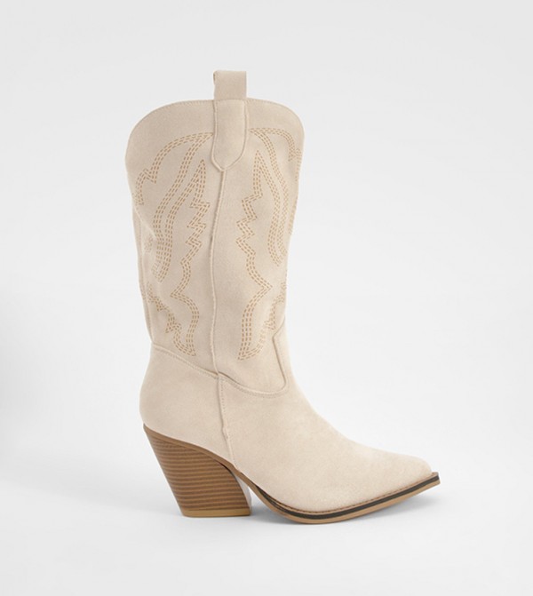 Buy Boohoo Embroidered Western Boots In Beige 6thStreet UAE