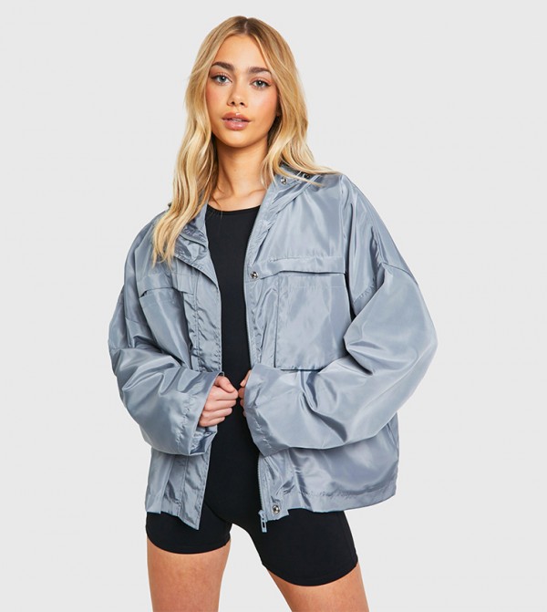 Pocket Detail Oversized Hooded Jacket