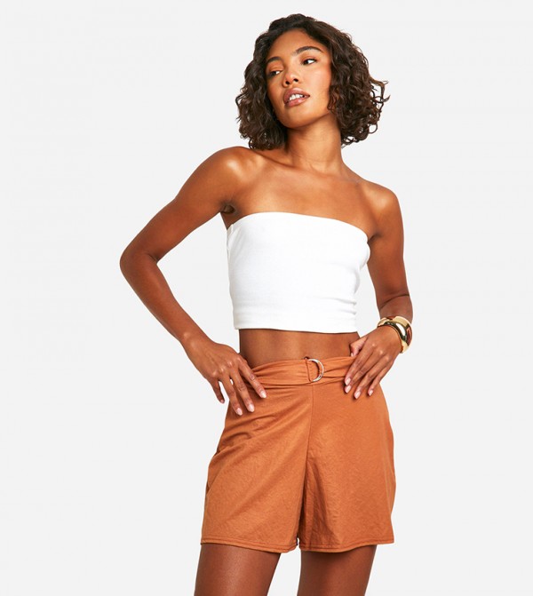 Tall Linen Look Belted Flippy Shorts