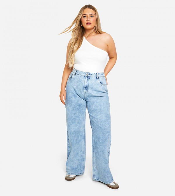 Curve High Waist Bum Shaper Wide Leg Jeans