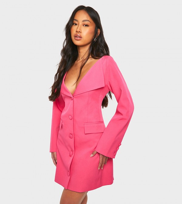 Long Sleeves Bardot Mini Blazer Dress