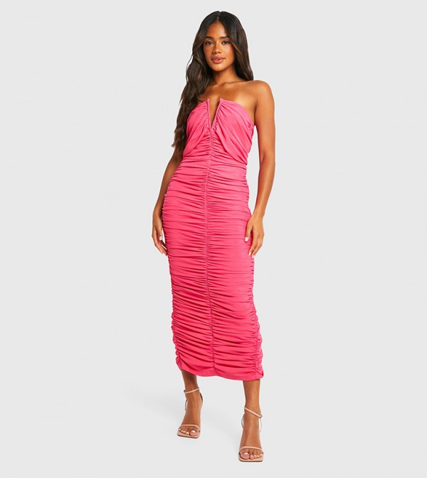 Premium Power Mesh Structured Midaxi Dress