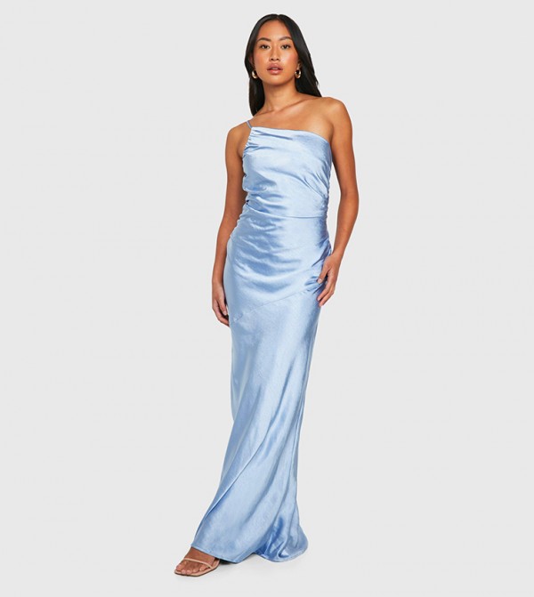 Bridesmaid Satin Asymmetric Maxi Dress