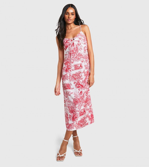 Tall Porcelain Print Strappy Midaxi Slip Dress