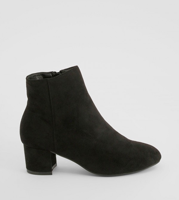 Faux Suede Basic Block Heel Shoe Boots