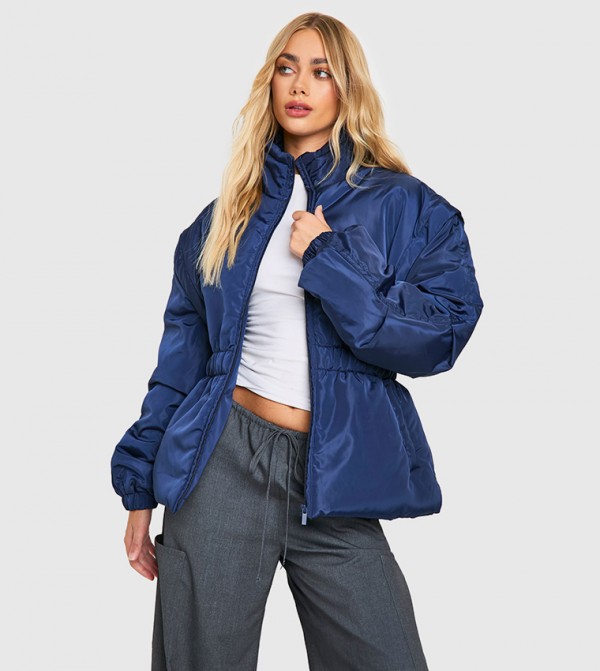 Cinched Waist Puffer Jacket