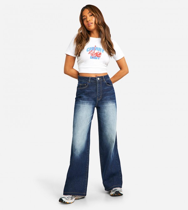 Petite High Waist Wide Leg Jeans